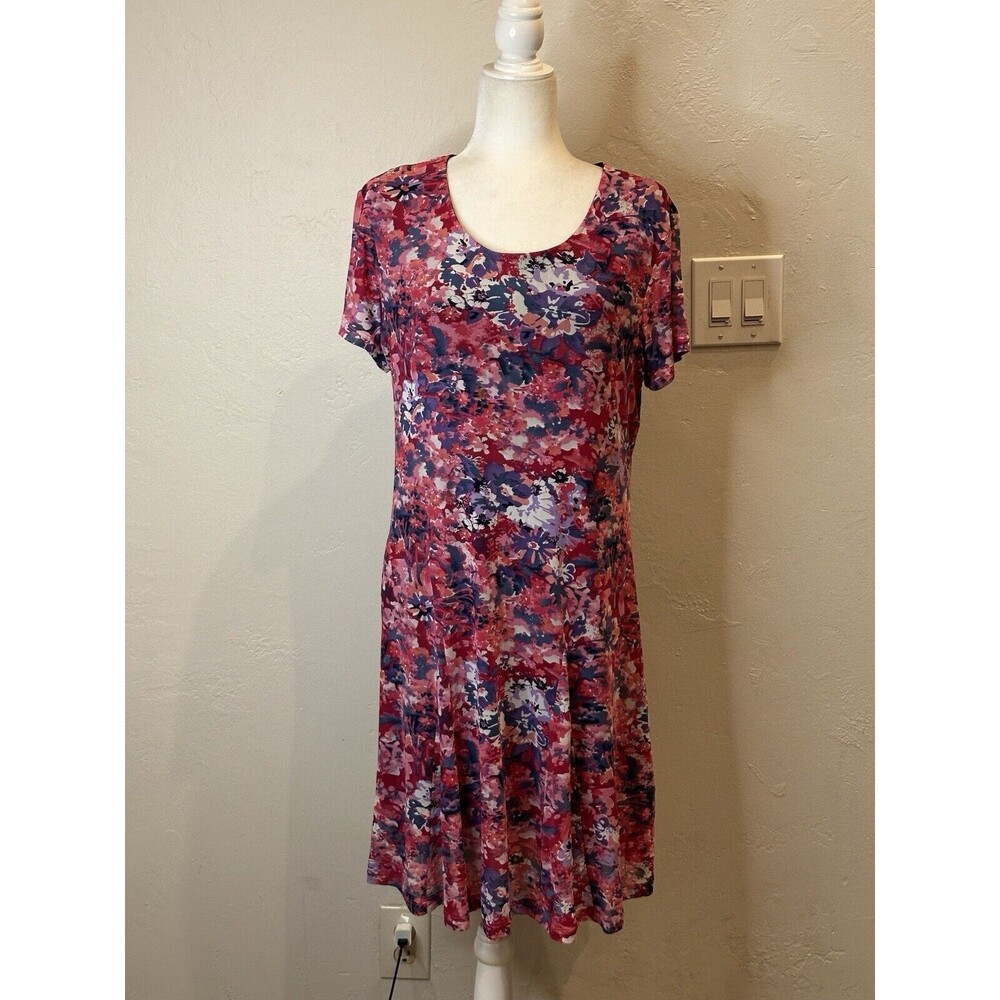 Sahalie Floral Print Mesh Lined Dress Size XL AR3497f